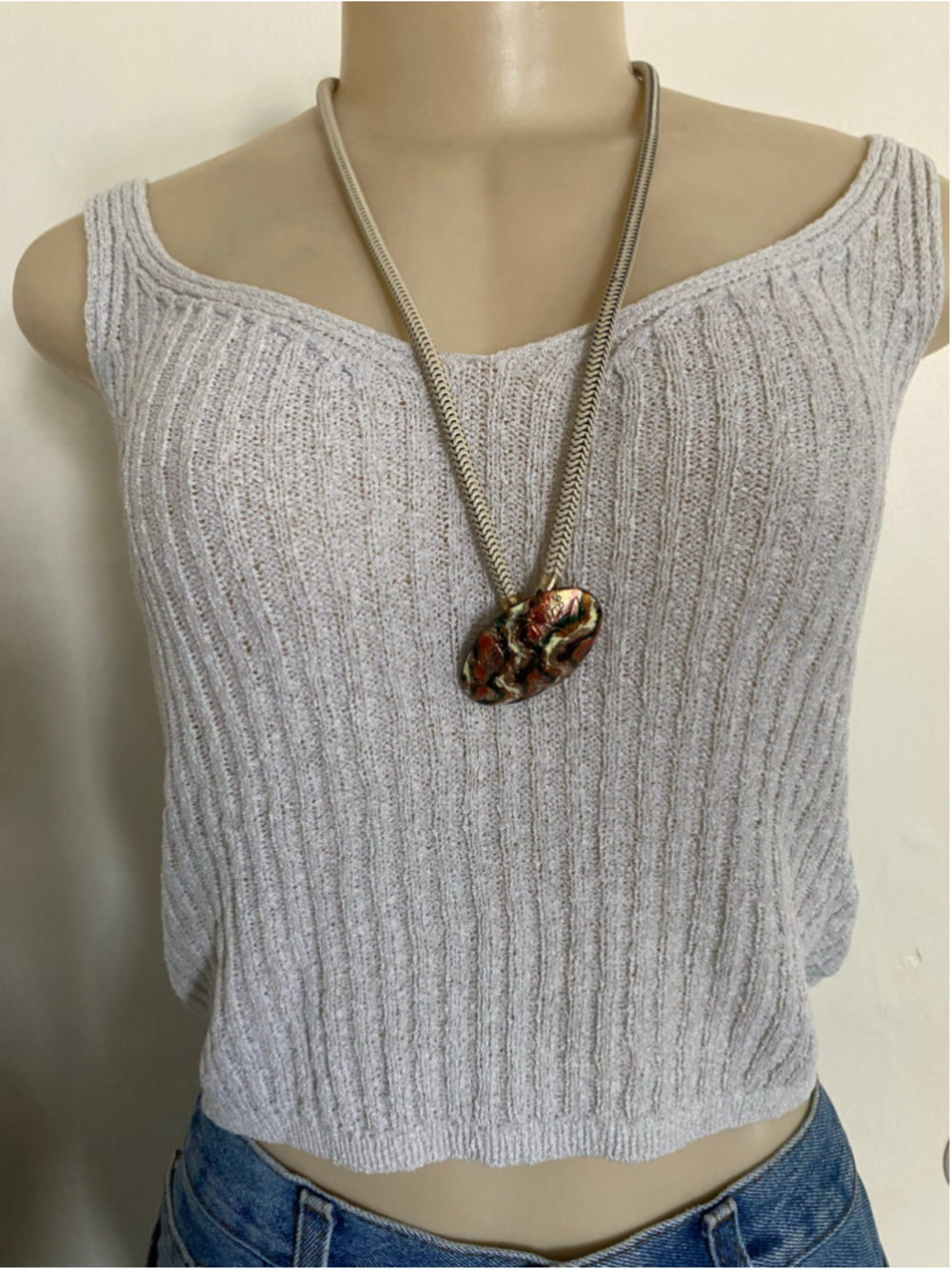Ovular funky boho gold plated broach necklace